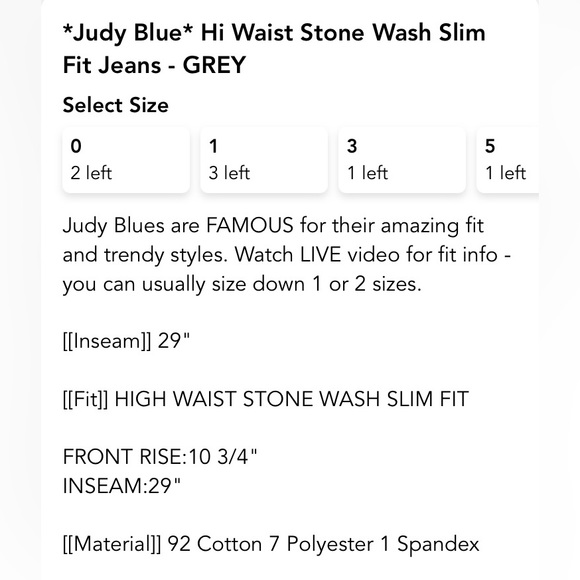 Judy Blue high waist stone grey slim fit jeans - Picture 5 of 5